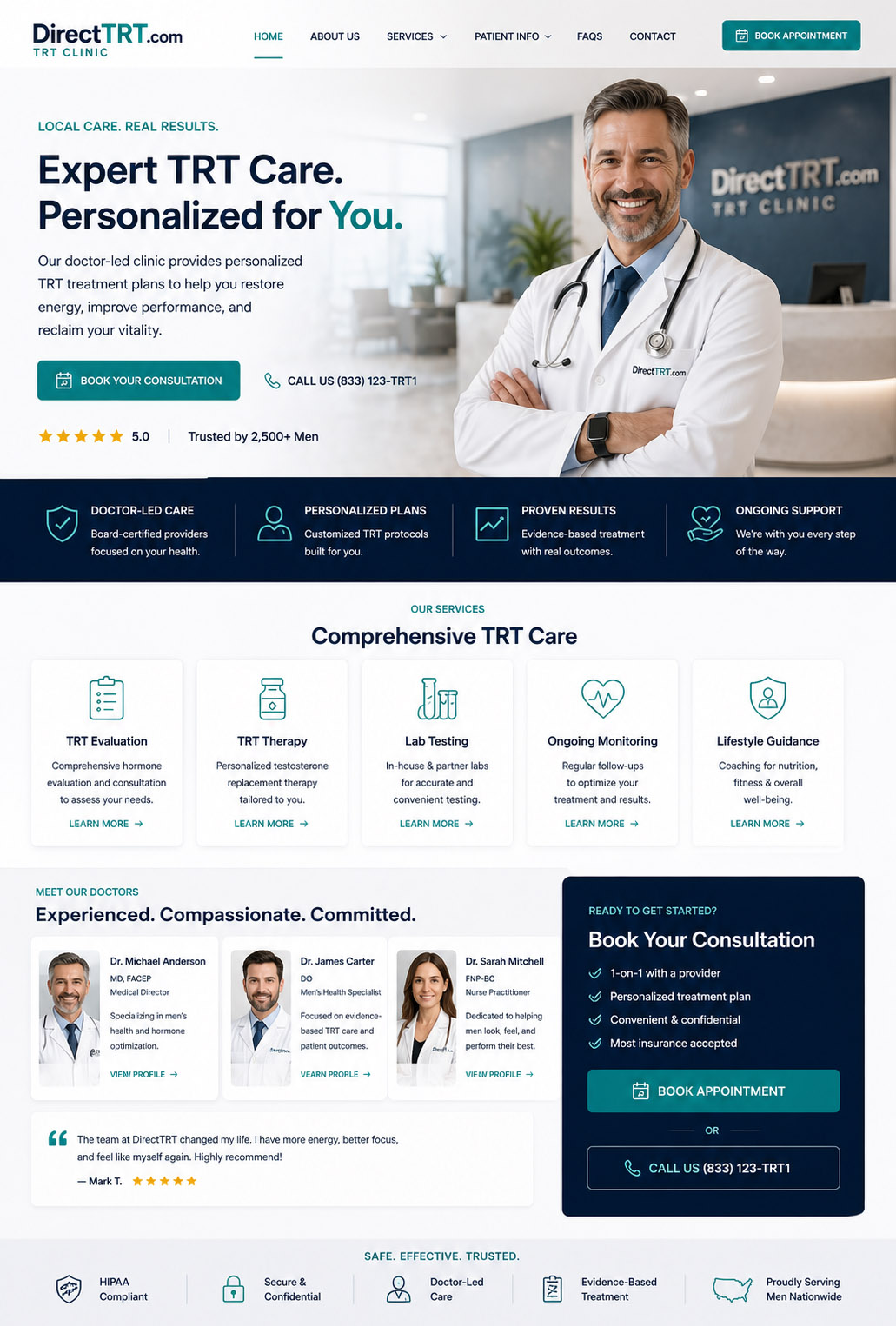 TRT clinic website concept preview